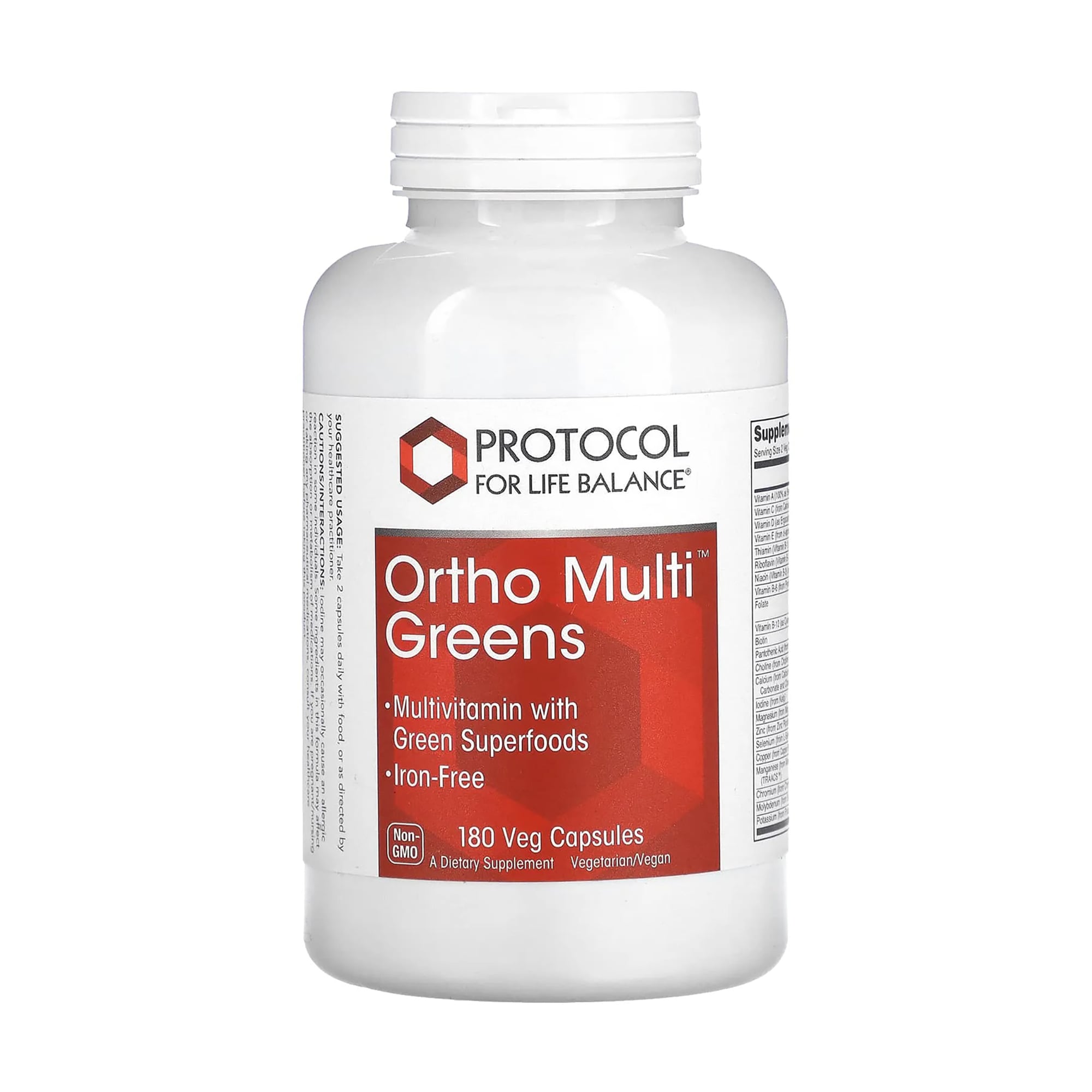 Мультивітаміни та cуперфуд Protocol For Life Balance Ortho Multi Greens, 180 вегетаріанських капсул
